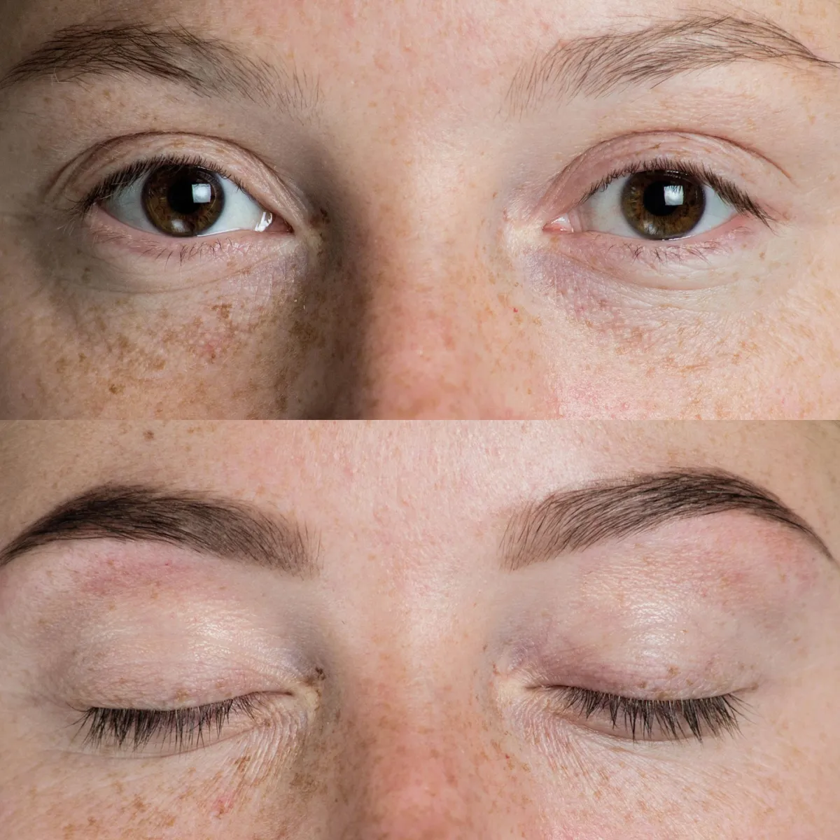 Vorher und Nachher Microblading, präzise Brauenform
